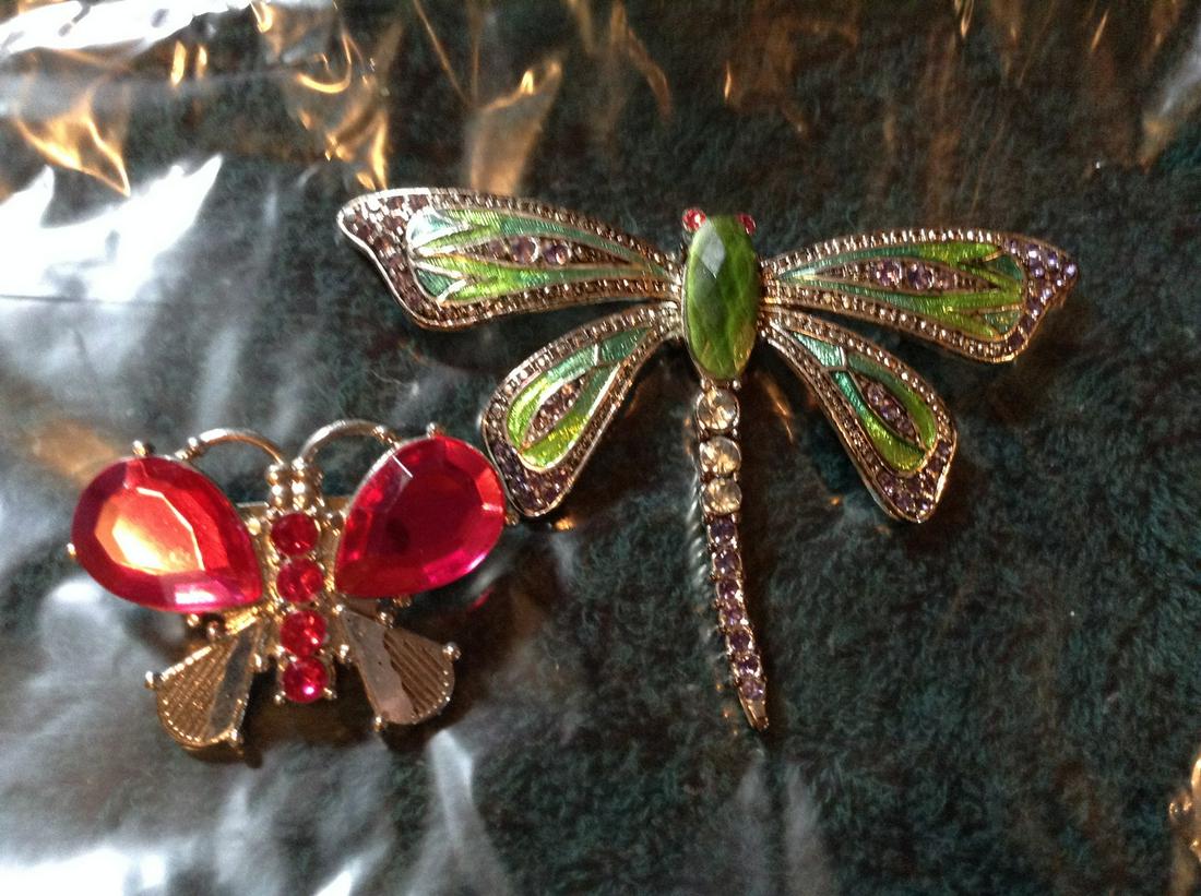 lot of two stoned pins: lot of two stoned pins
