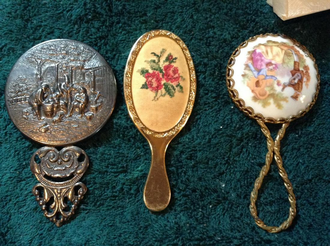 vintage hand held mirrors made in Denmark hand painted (1 of 1)