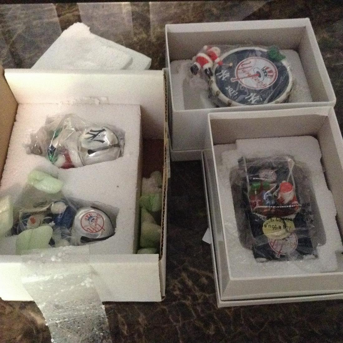 lot of three Danbury mint yankees and other Christmas: lot of three Danbury mint yankees and other Christmas ornaments