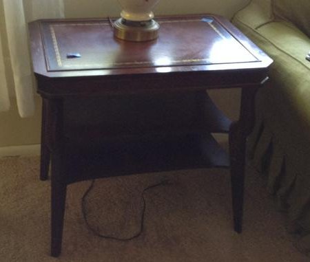 early leather top end table: early leather top end table