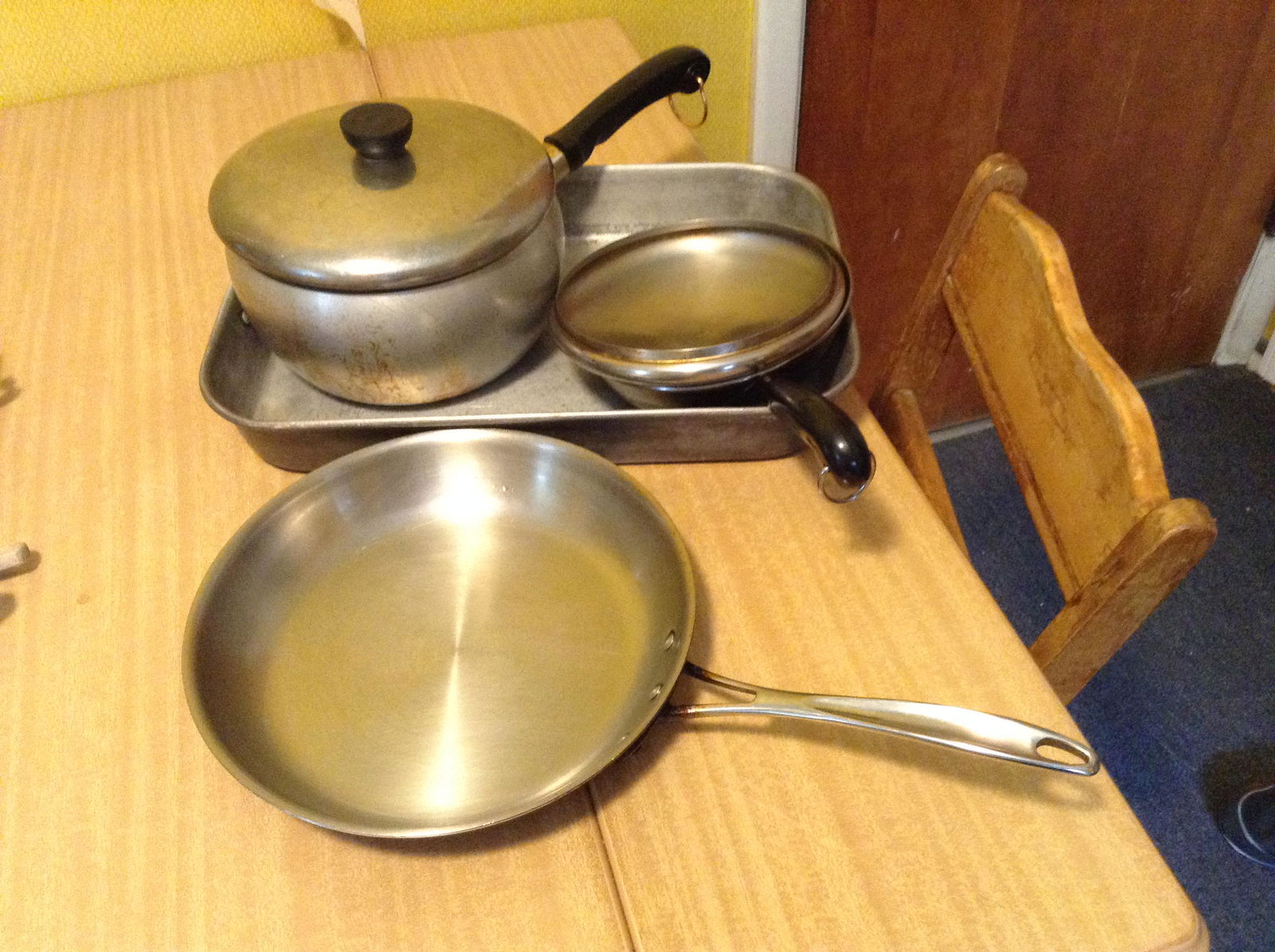 lot of vintage pots and pans Faber ware and more: lot of vintage pots and pans Faber ware and more