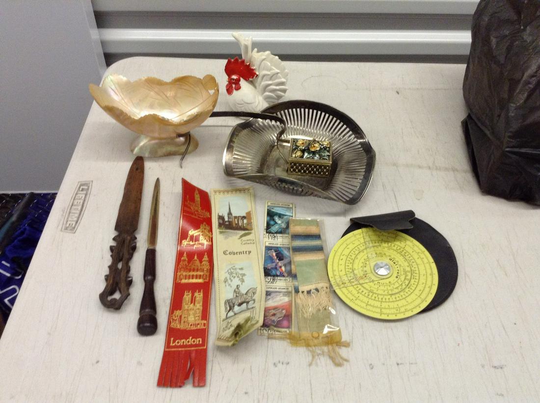 shell vase, silver plate enable jewelry box, pennants: shell vase, silver plate enable jewelry box, pennants and more