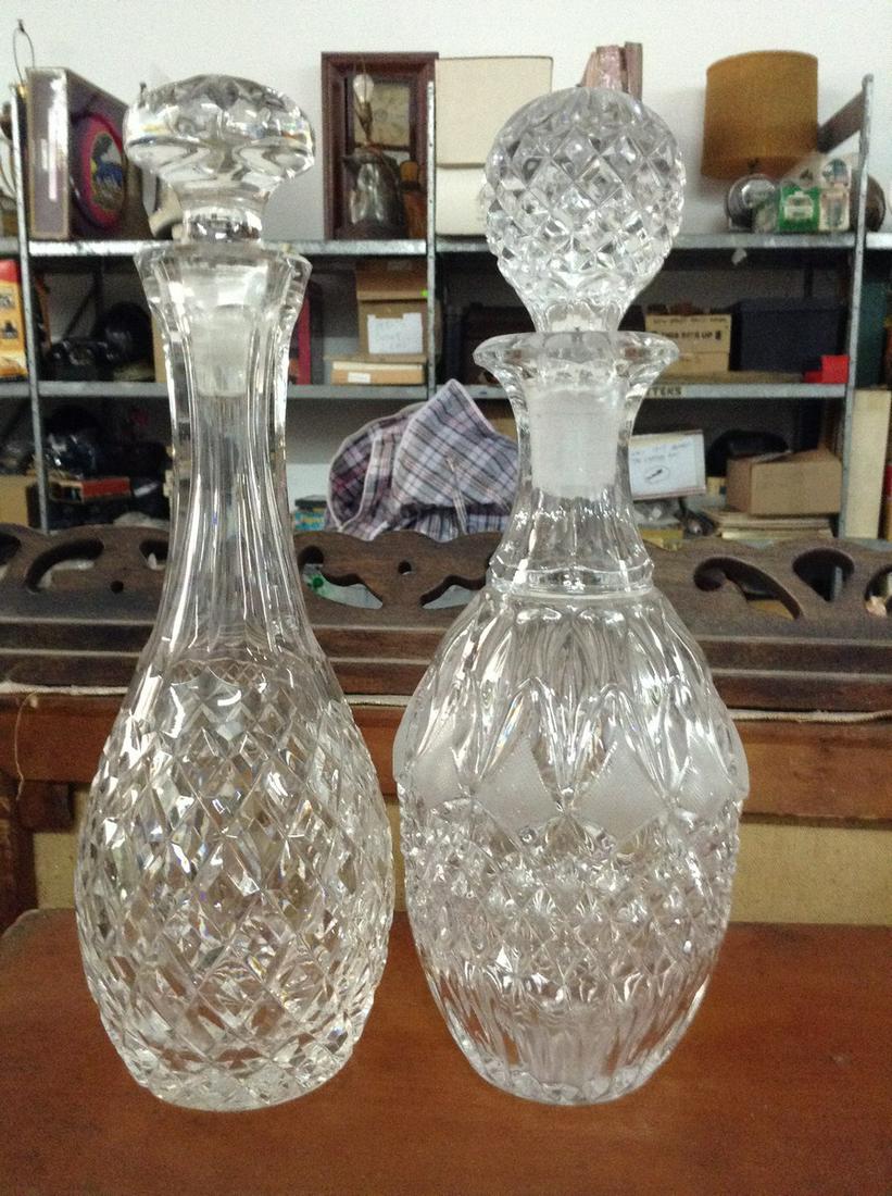 two crystal decanters tallest is 10" (1 of 1)