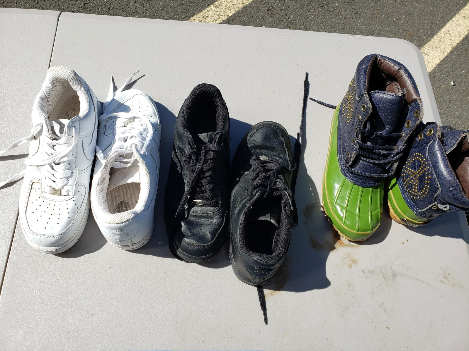 2 Nike Air Force 1s sneakers & 1 Rain Boot (1 of 1)