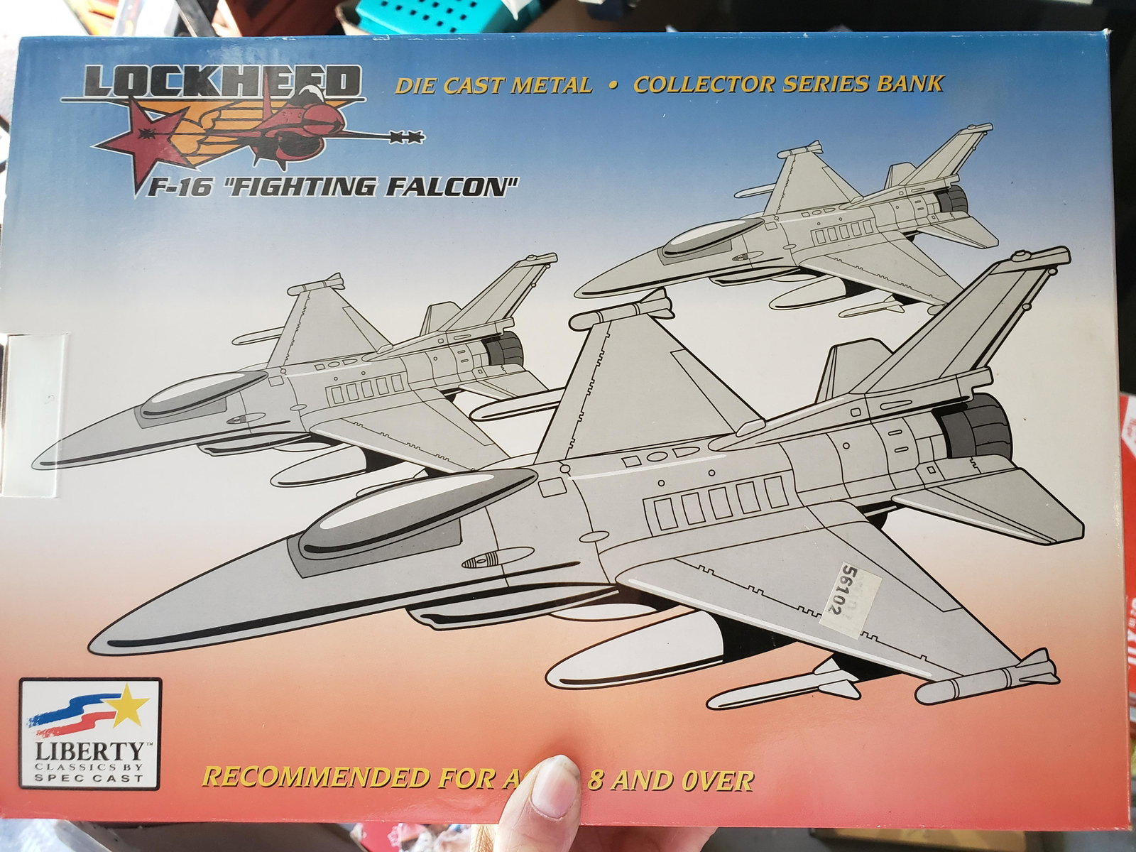 Lockheed F-16 Fighting Falcon cast iron bank: Lockheed F-16 Fighting Falcon cast iron bank