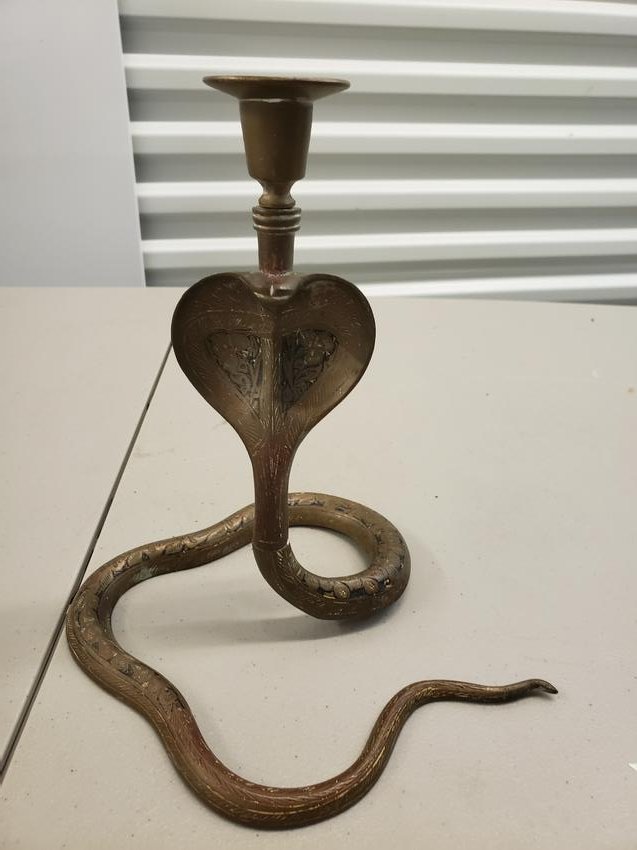 vintage brass snake candle holder (1 of 1)