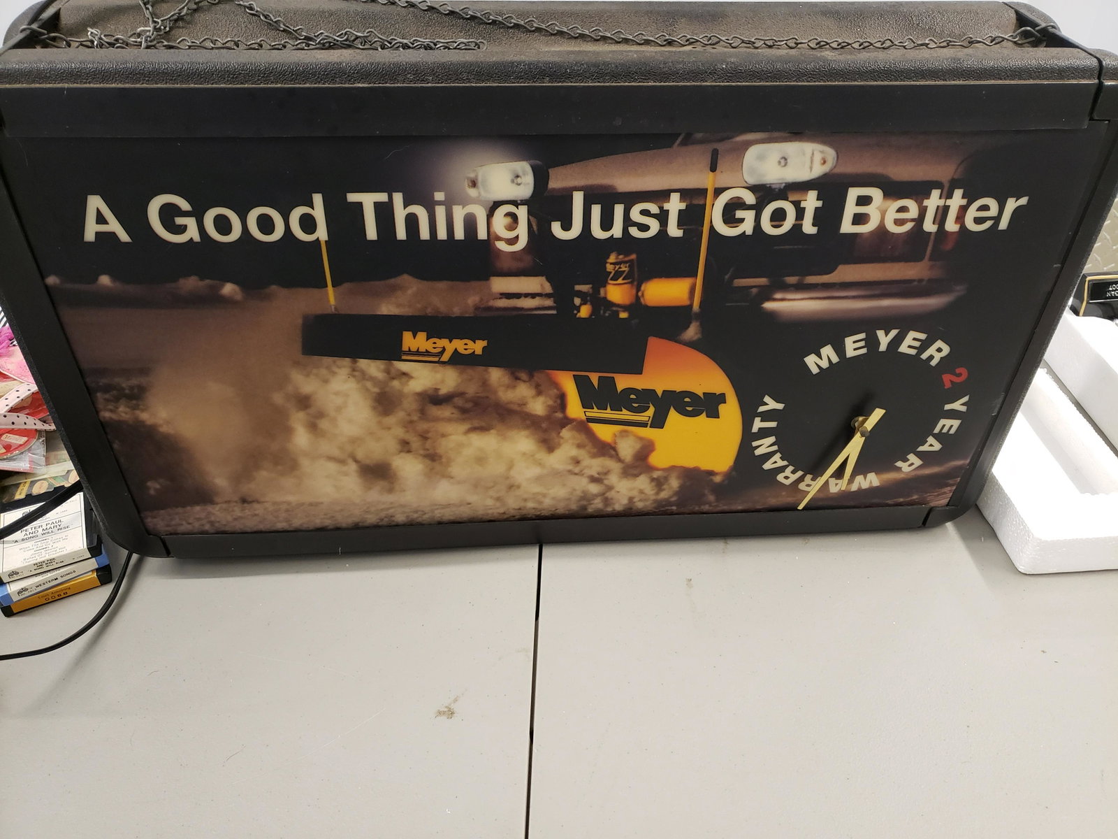 Meyer light up advertisement sign/clock: Meyer light up advertisement sign/clock - untested