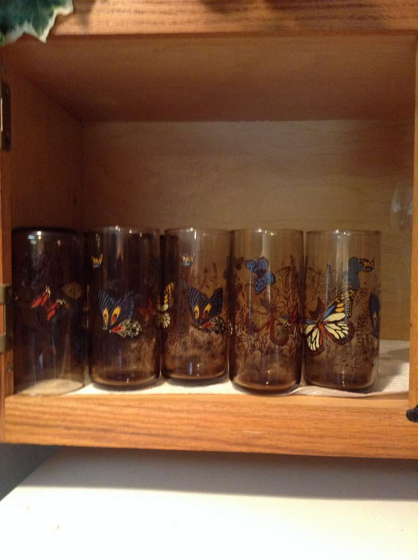 mcm lot of 10 butterfly glasses: mcm lot of 10 butterfly glasses