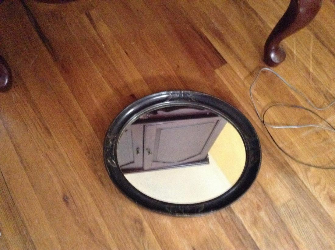 walnut vintage oval mirror 19" (1 of 1)