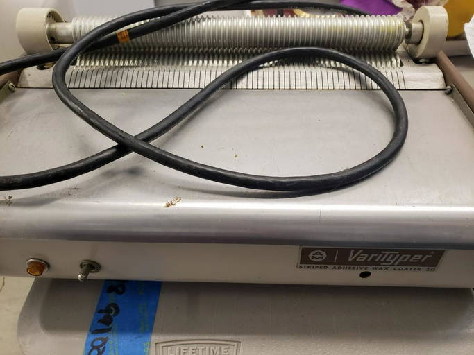 Vintage Varityper striped adhesive wax coater 30 Jul 06, 2020