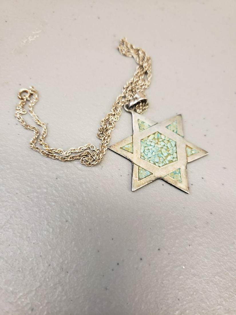 vintage silver necklace w/pendant - markings on pendant: vintage silver necklace w/pendant - markings on pendant - unable to make out same