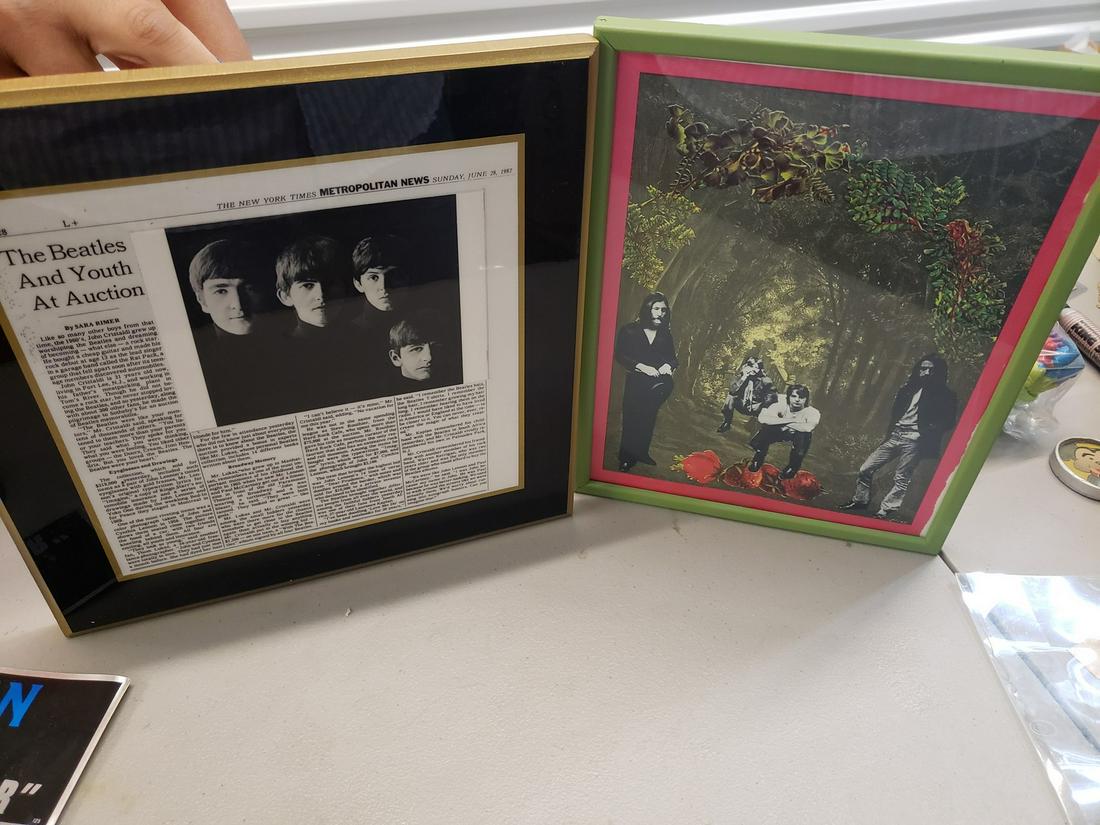 Two Framed beatles items: Two Framed beatles items