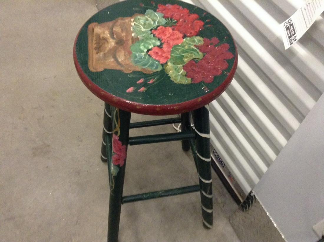 hand painted green stool: hand painted green stool