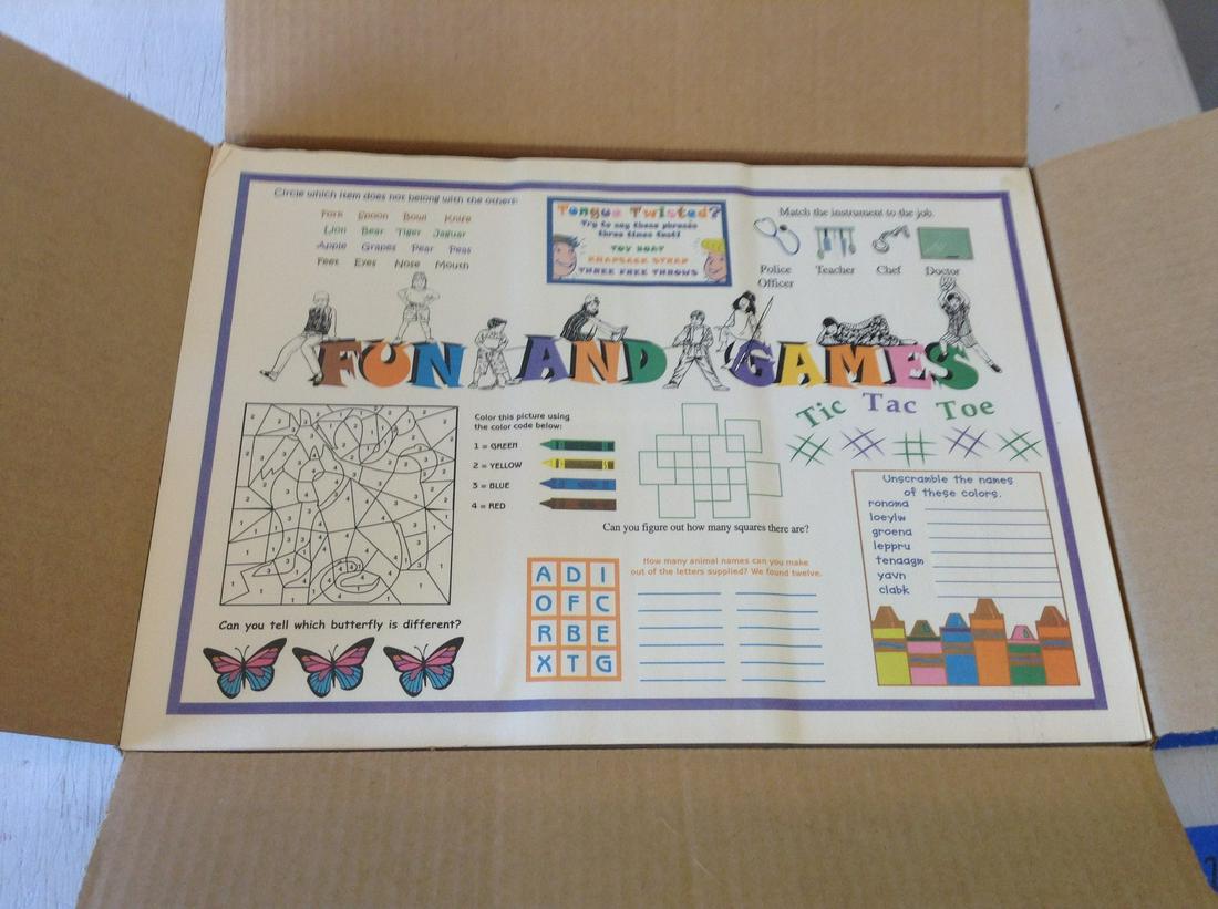 1960's case of childrens placemat with games and more,: 1960's case of childrens placemat with games and more, new old stock (Linda)
