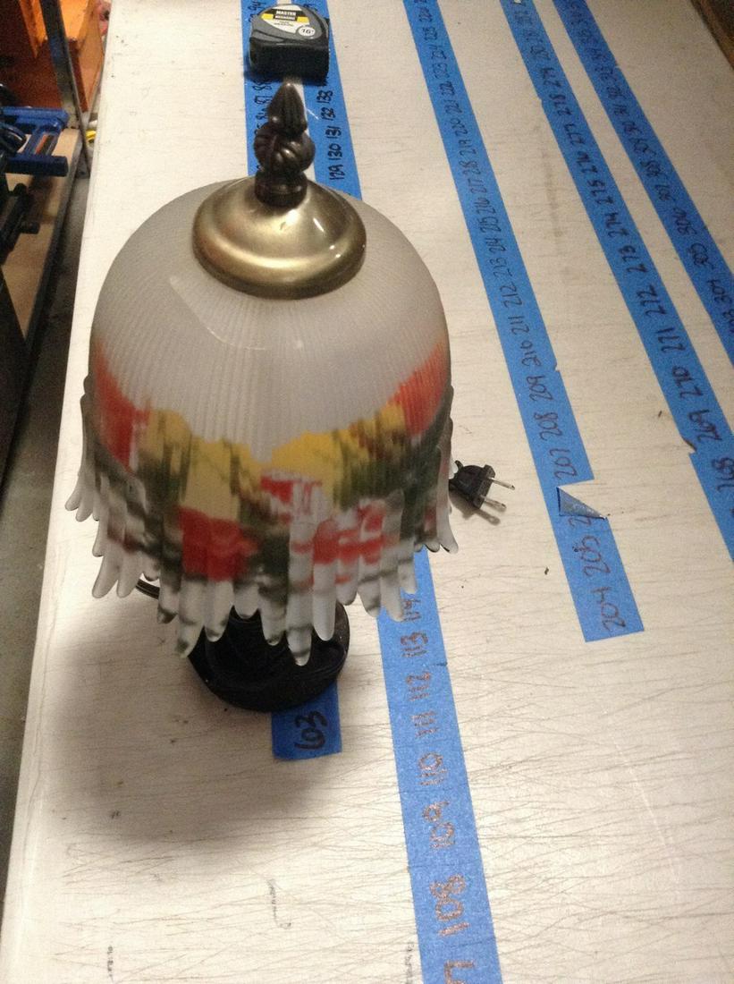 early metal base tiffany style lamps 3" tall (1 of 1)