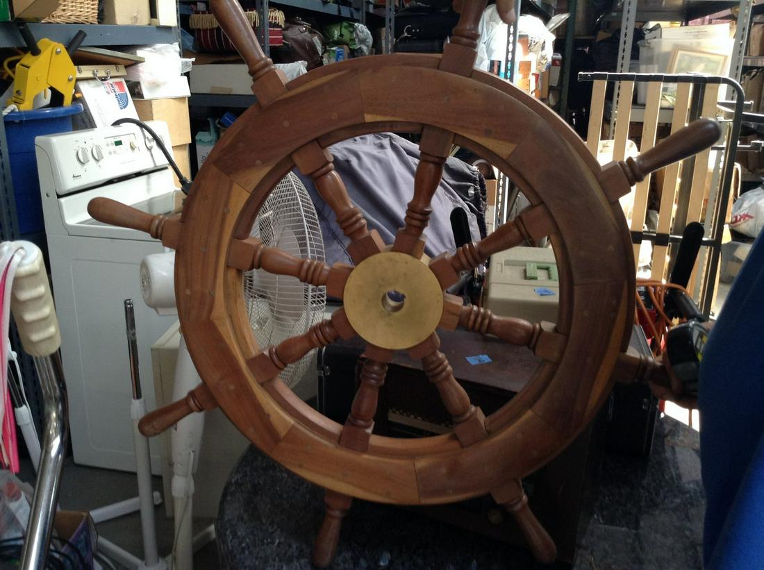brass and wooden ship wheel 32" (1 of 1)