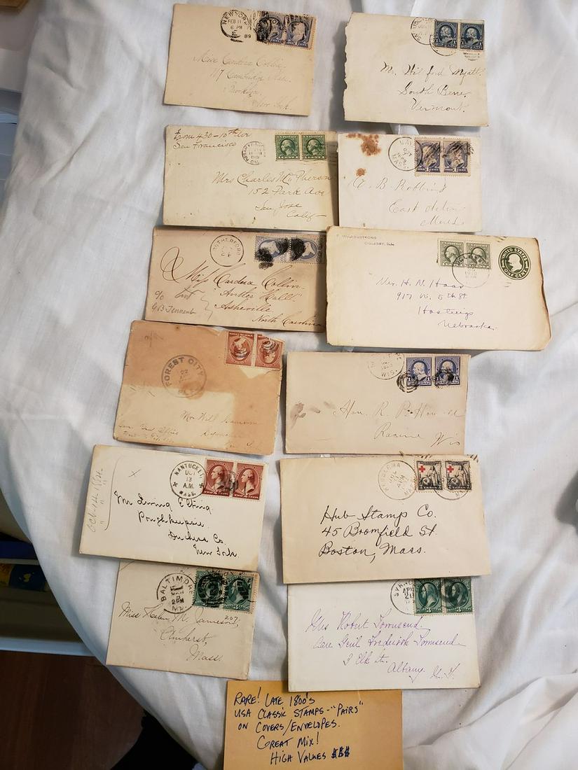 Rare! Late 1800's USA Classic Stamps - "Pairs" on (1 of 1)