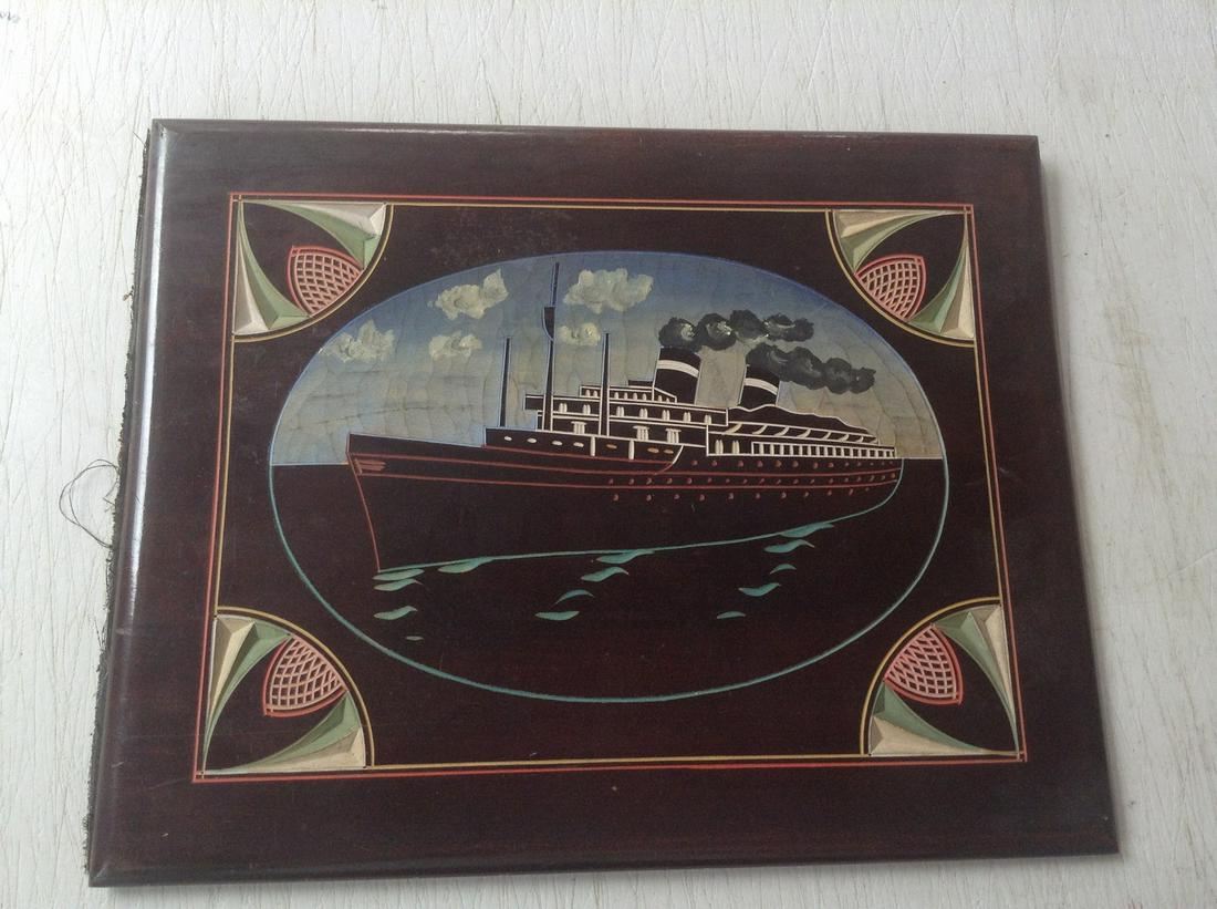 artwork done in 1947 carved and painted wood steamship: artwork done in 1947 carved and painted wood steamship 12x10
