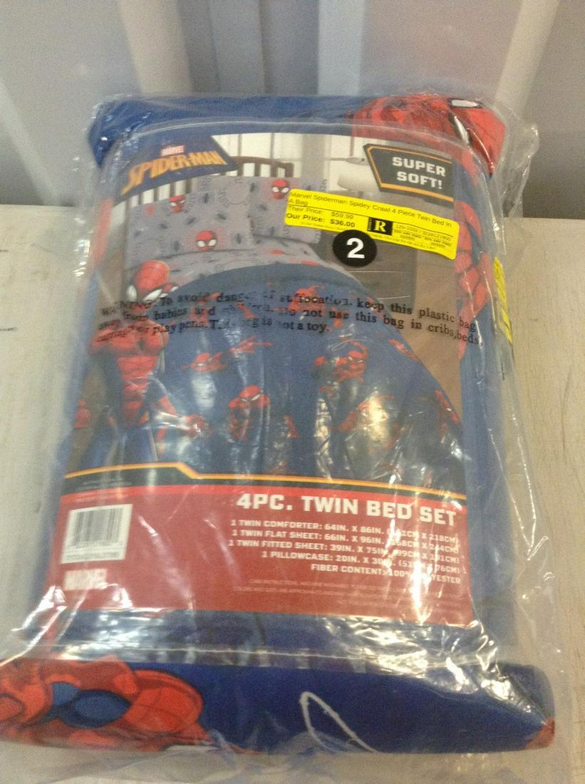 4 pc spiderman twin bed set new in the package: 4 pc spiderman twin bed set new in the package