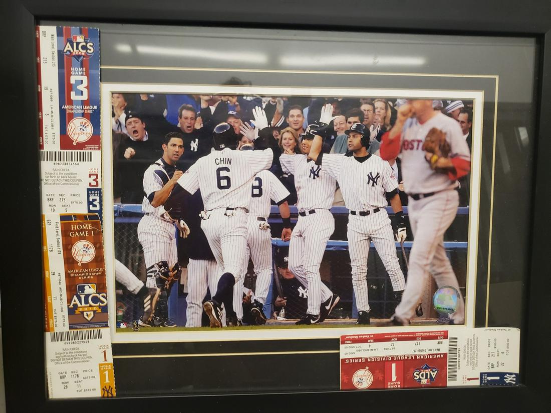 Framed ALCS New York Yankees photo w/ticket stubs (1 of 1)
