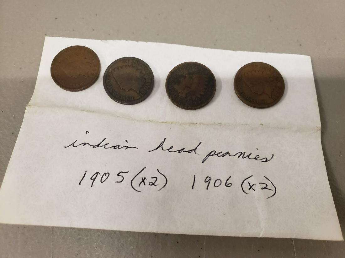 two 1905 & 2 1906 indian head pennies (1 of 1)