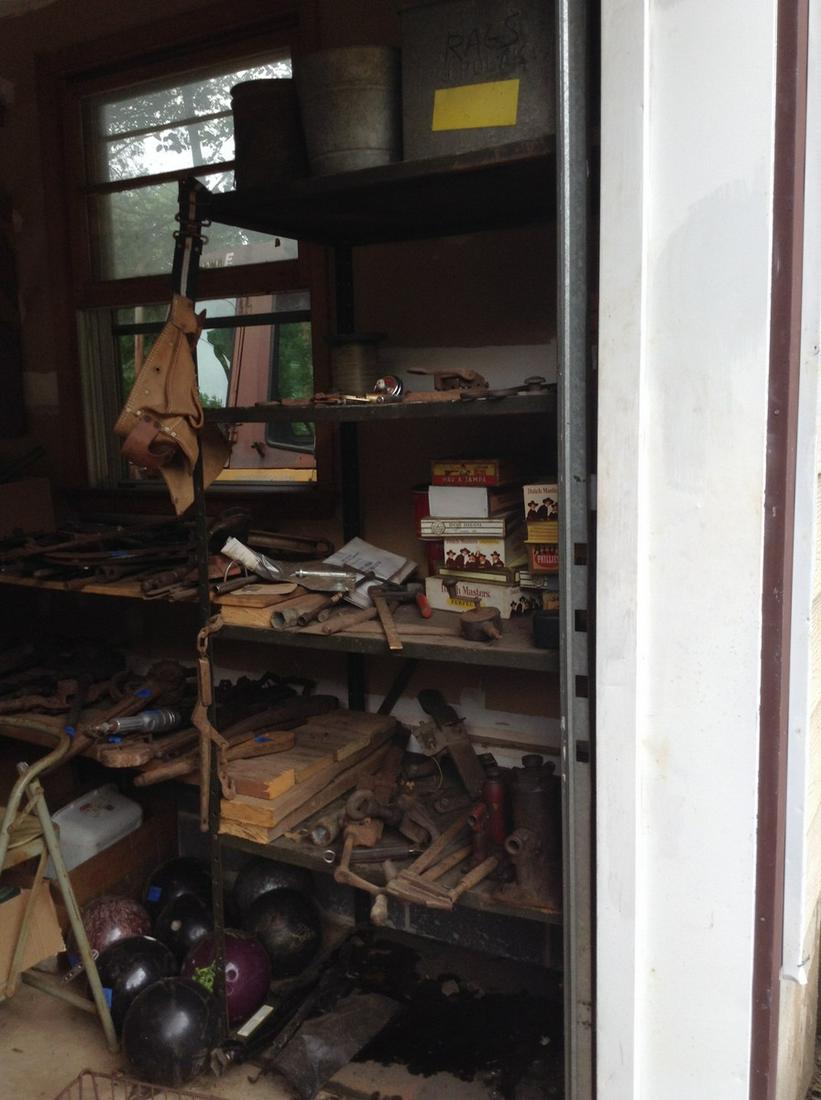 contents of shelving racks, tools, milk boxes and more (1 of 1)