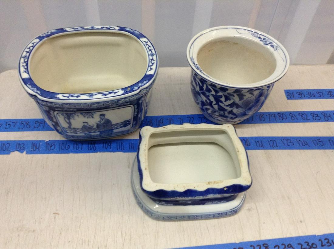 blue transfer flower pots largest is 10x6: blue transfer flower pots largest is 10x6
