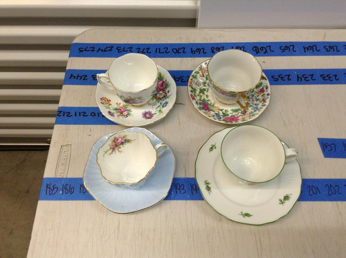 lot of four cups and saucer set foley, wein and others (1 of 1)