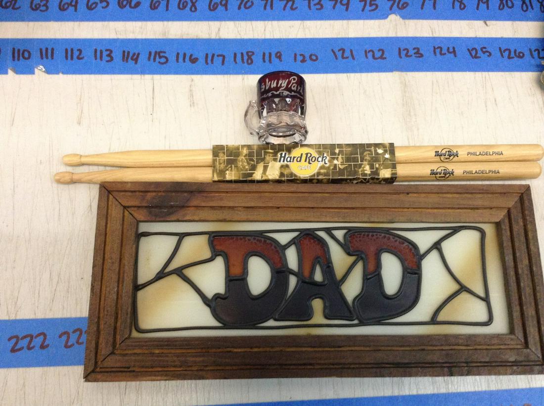slag glass dad sign, hard rock drum stick and more: slag glass dad sign, hard rock drum stick and more