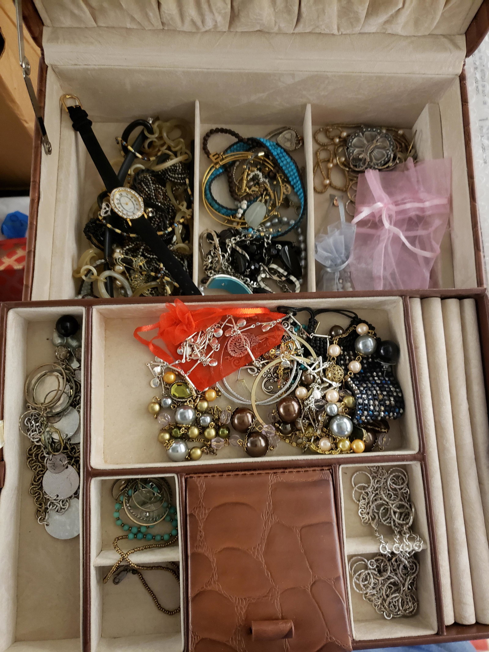 Jewelry Box with costume/vintage jewelry: Jewelry Box with costume/vintage jewelry