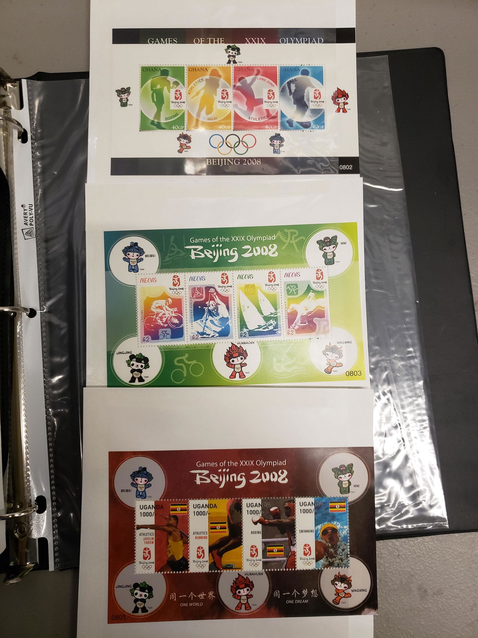Three sheets of 2008 Olympic stamps (1 of 1)