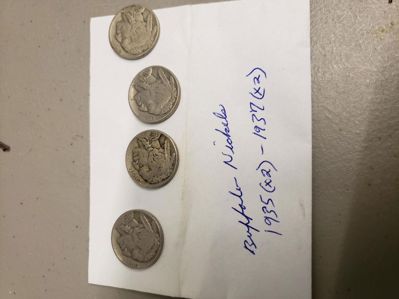 Four Buffalo Nickels - 2 are 1935 & 2 are 1937 (1 of 1)