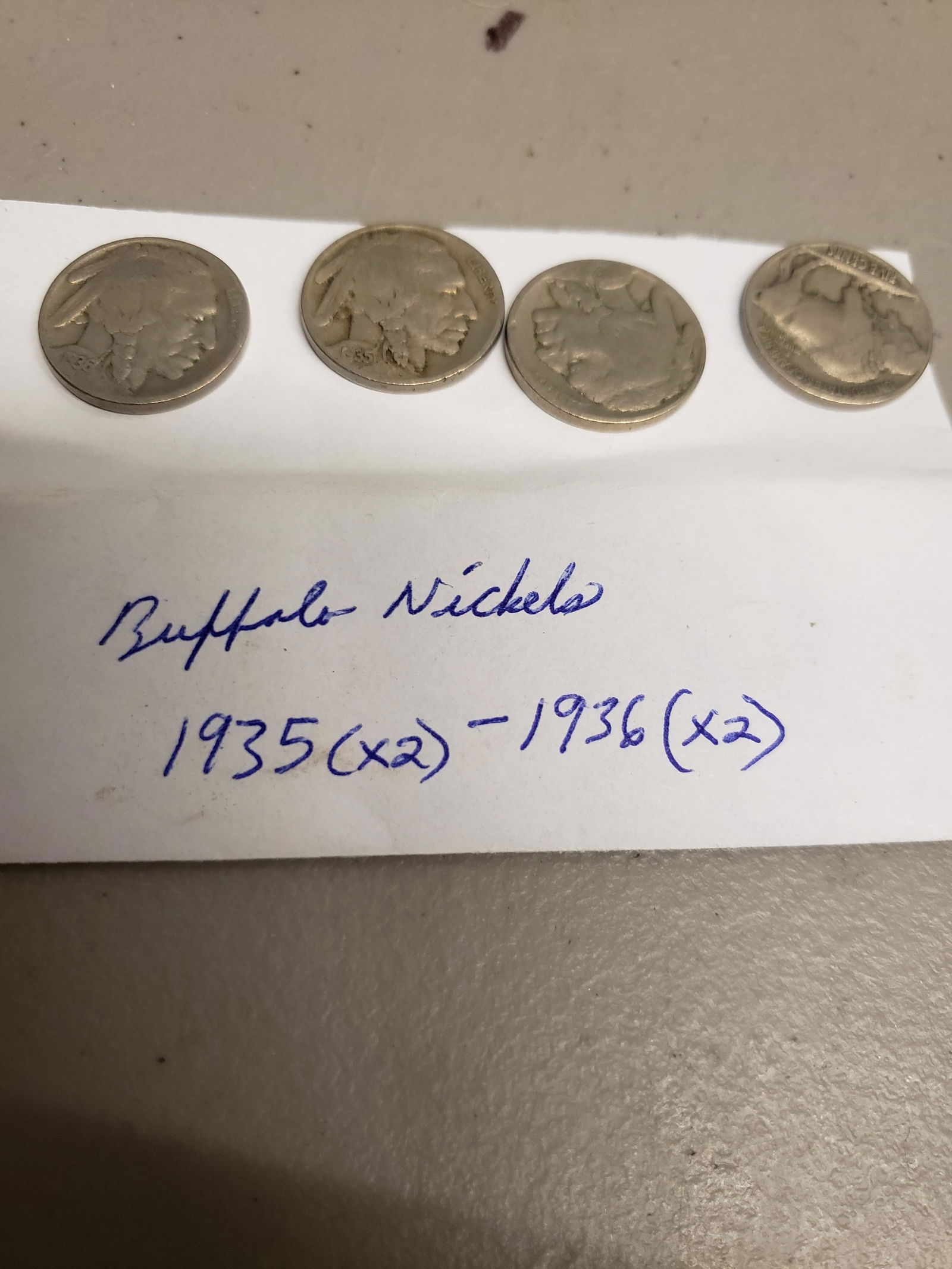 Four Buffalo Nickels - 2 are 1935 & 2 are 1936 (1 of 1)