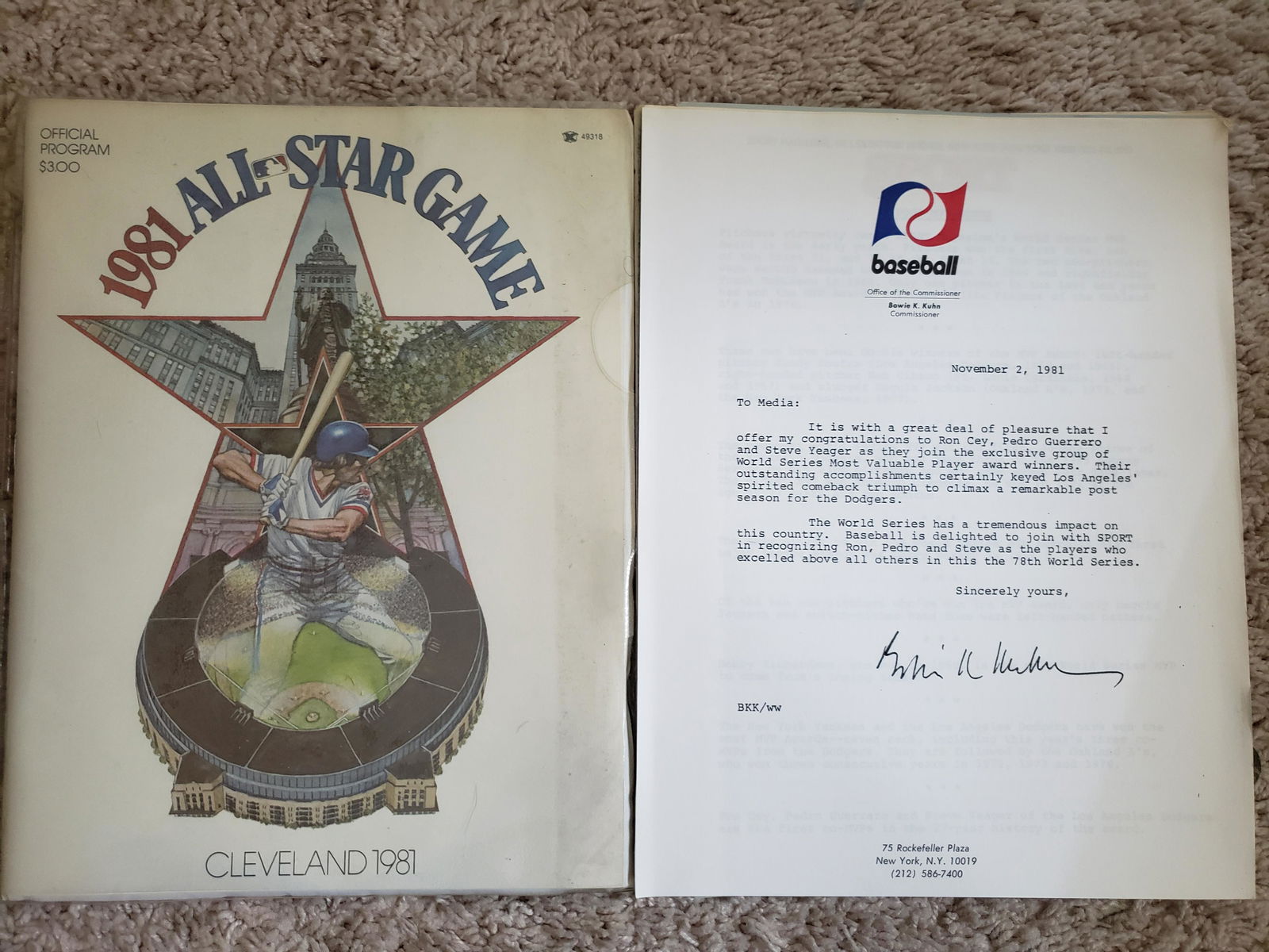 1981 All Star Game program w/media ephemera from the (1 of 1)