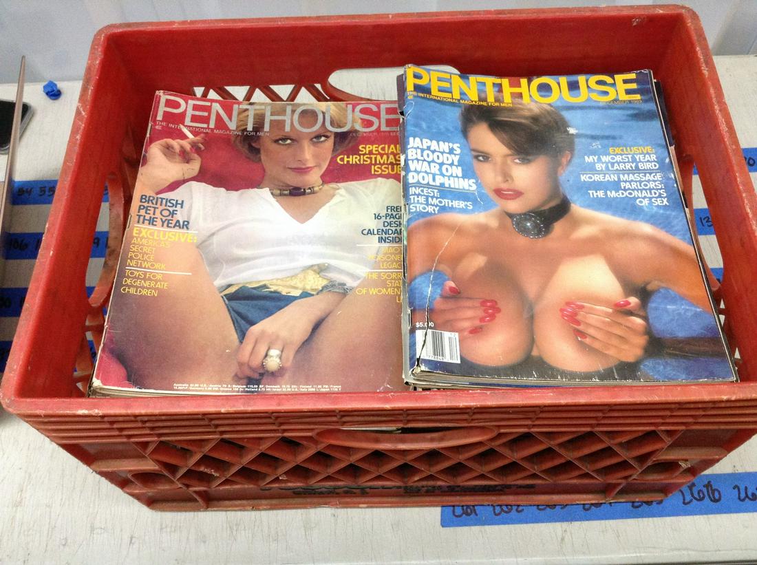 crate full of vintage penthouse magazines: crate full of vintage penthouse magazines