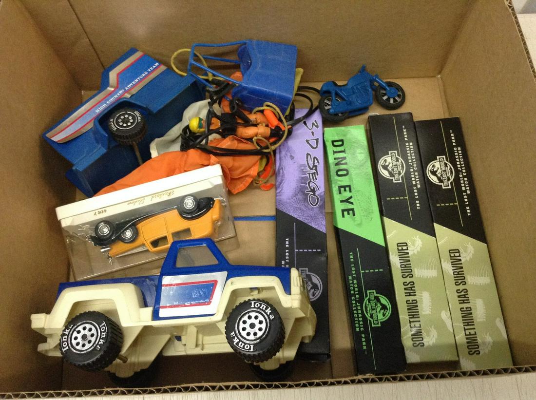 lot of vintage tonka, jurassic park watches and more: lot of vintage tonka, jurassic park watches and more