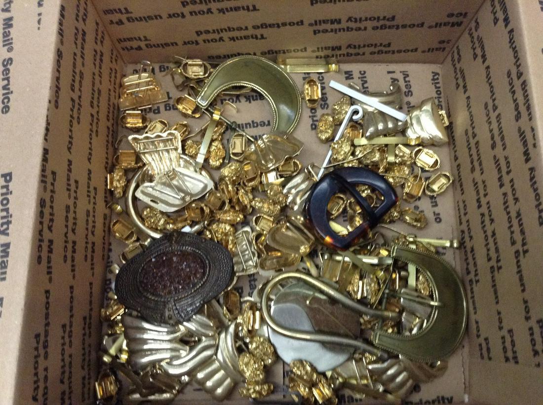 box full of early belt buckles and more: box full of early belt buckles and more