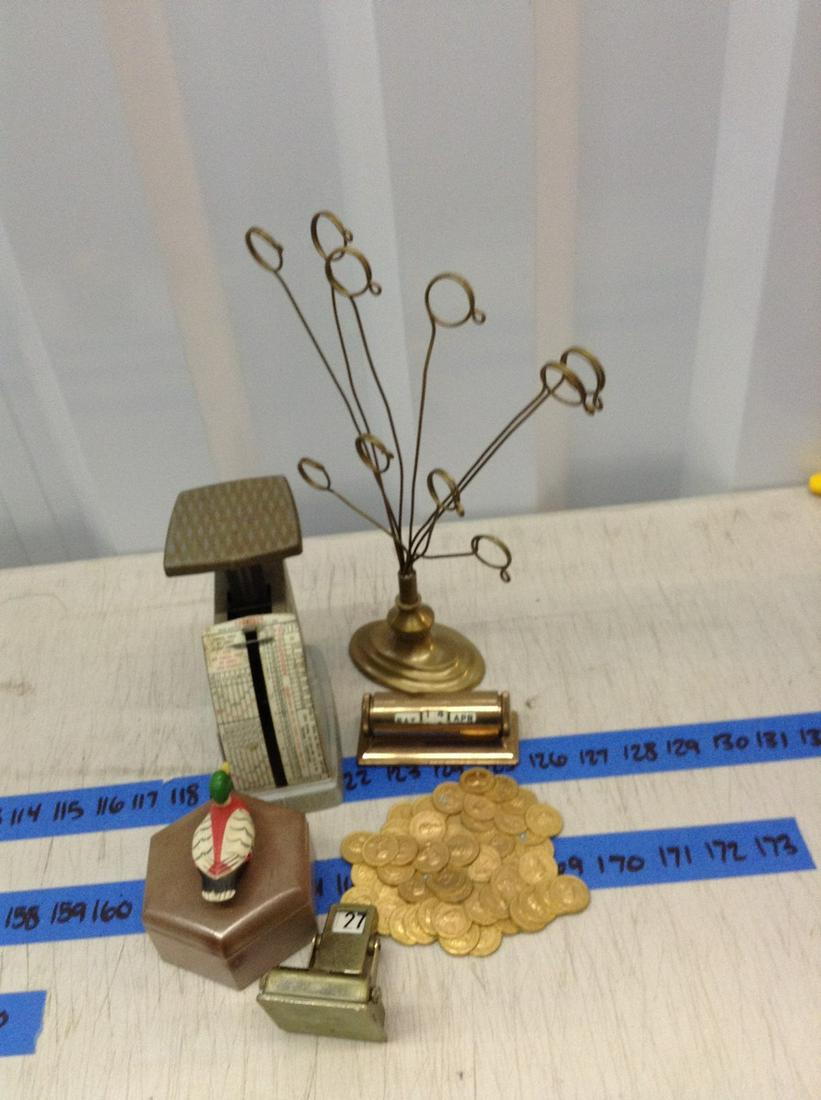 vintage postal scale and other vintage office items: vintage postal scale and other vintage office items