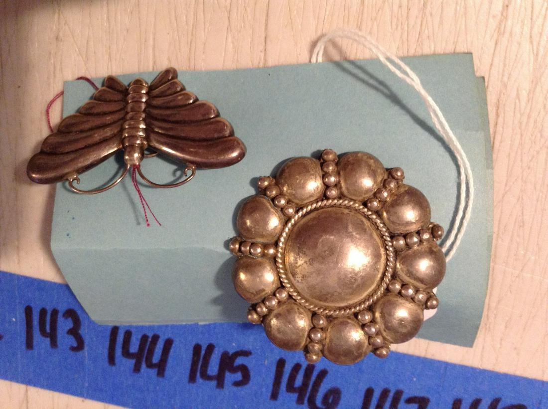 two early sterling silver art deco style pins 2" (1 of 1)