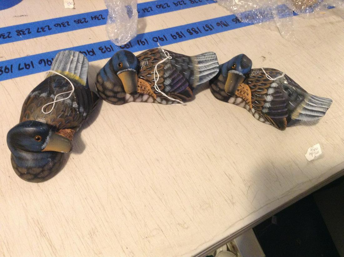 lot of three carved stone ducks 6" each (1 of 1)