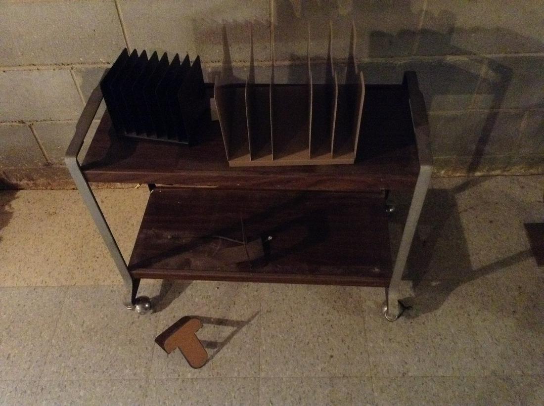 mcm serving cart and office items: mcm serving cart and office items