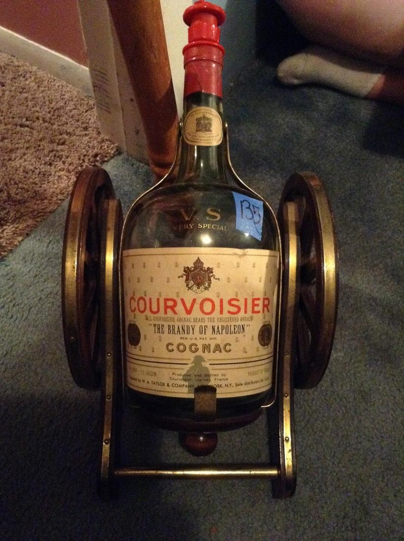 empty courvoisier very special 1/2 gallon bottle in: Any contents in bottle is Free; You are bidding on the bottle & unbroken tax stamp