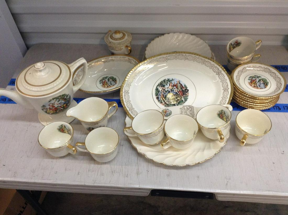 atlas homer laughlin set platers, tea pot, tea cups and (1 of 1)
