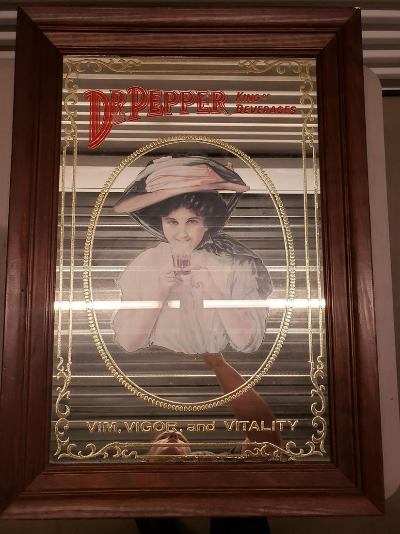Vintage Dr. Pepper King of Beverages framed mirror (1 of 1)