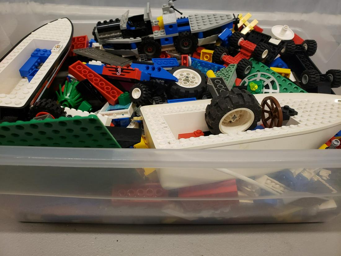 Bin full of legos: Bin full of legos