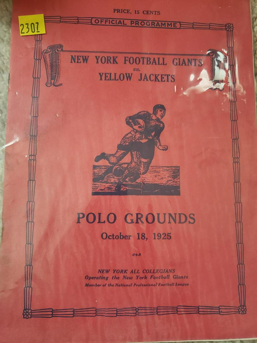 1925 New York Giants official program vs the Yellow (1 of 4)