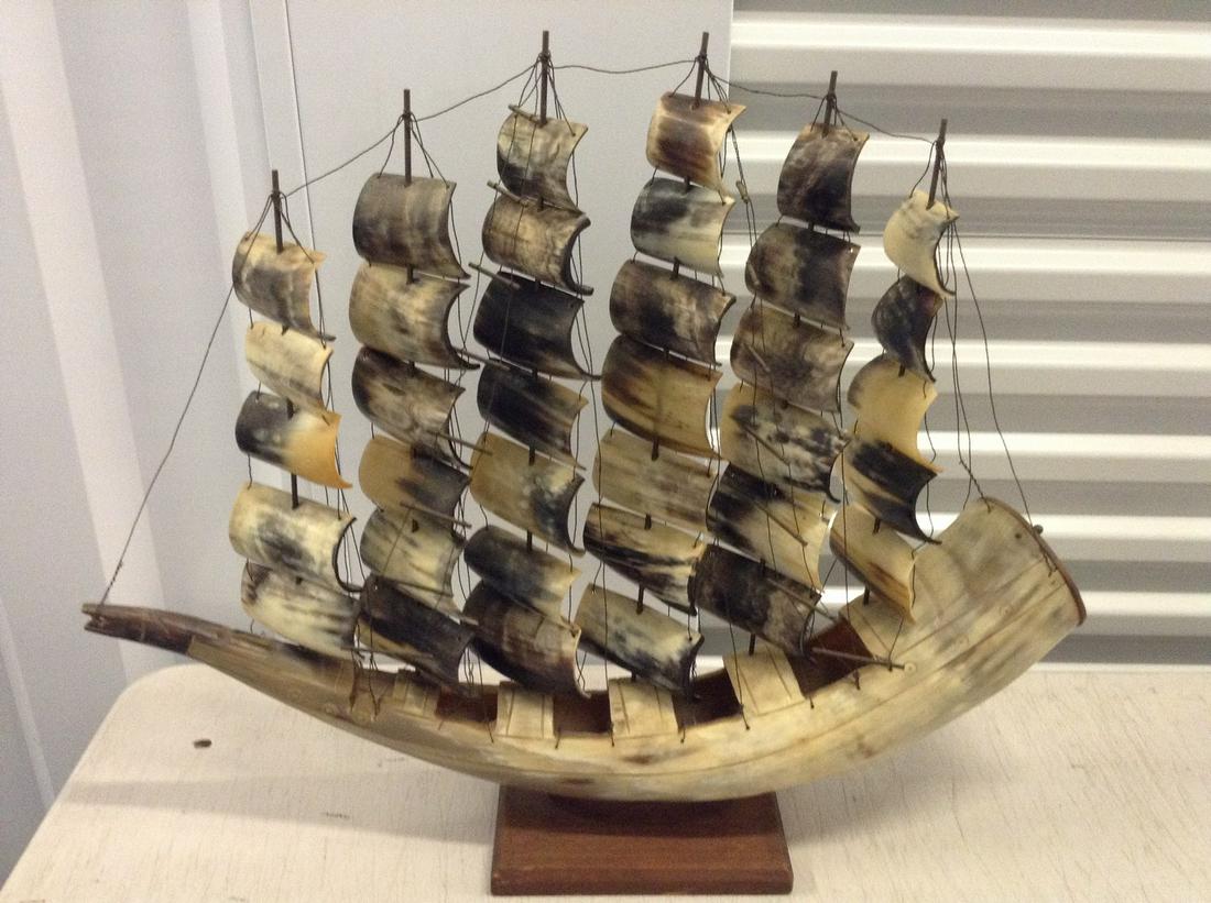 Bone Carved Ship: 25x21