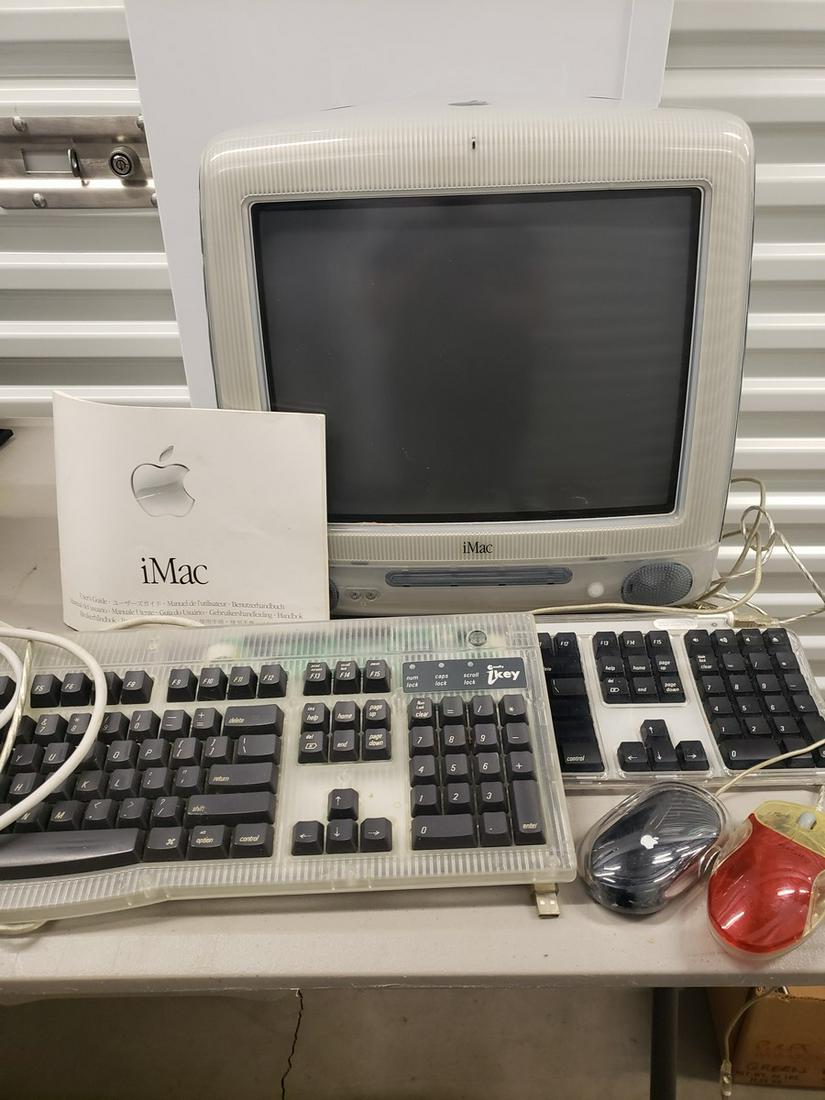 Vintage iMac computer with two keyboards, 2 mouses, (1 of 1)