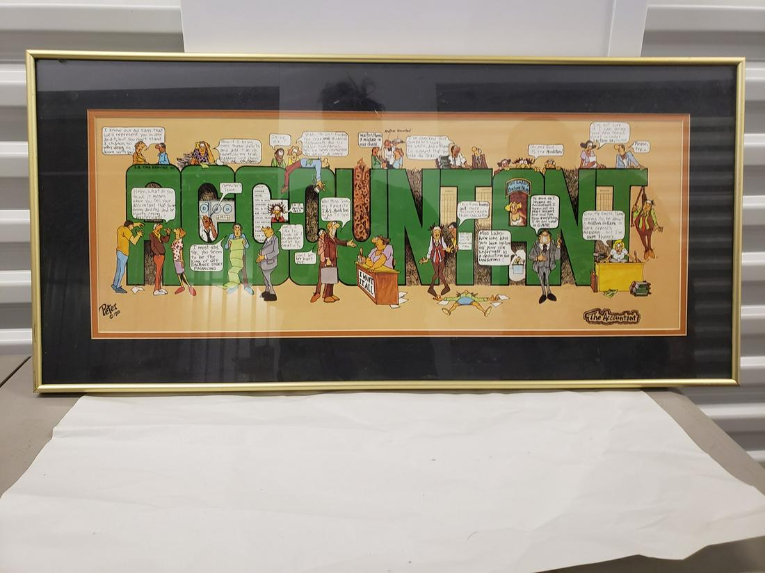 Framed Peter Max framed print "The Accountant" (1 of 1)