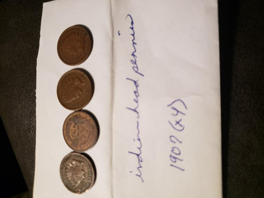 lot of 4 indian head pennies from 1907 (1 of 1)